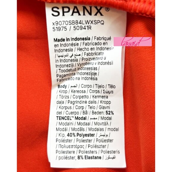Spanx AirEssentials Pique Polo Top Poppy Striped Sporty Orange V-Neck Textured M - Picture 9 of 10